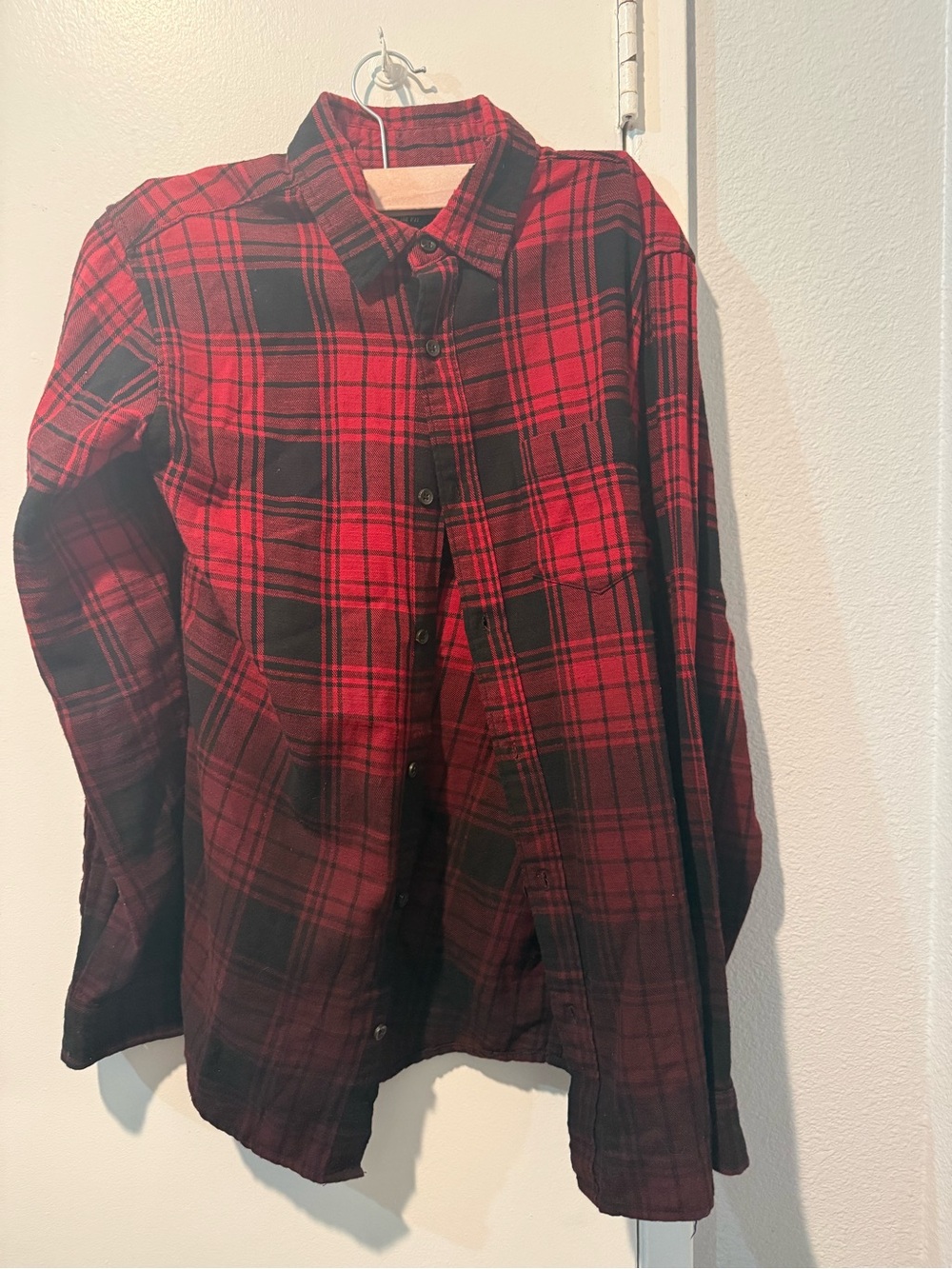 George Red and Black Plaid Button-Down Shirt